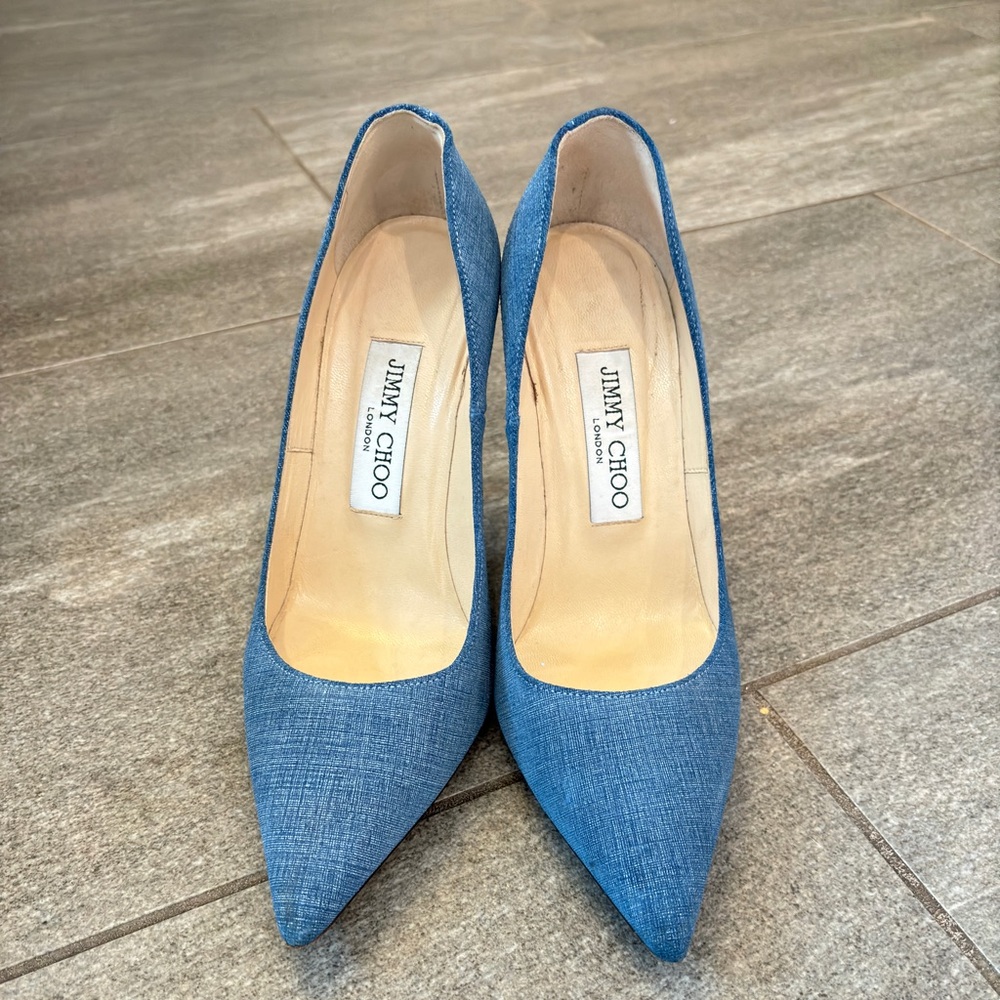Jimmy school pointed demin heels